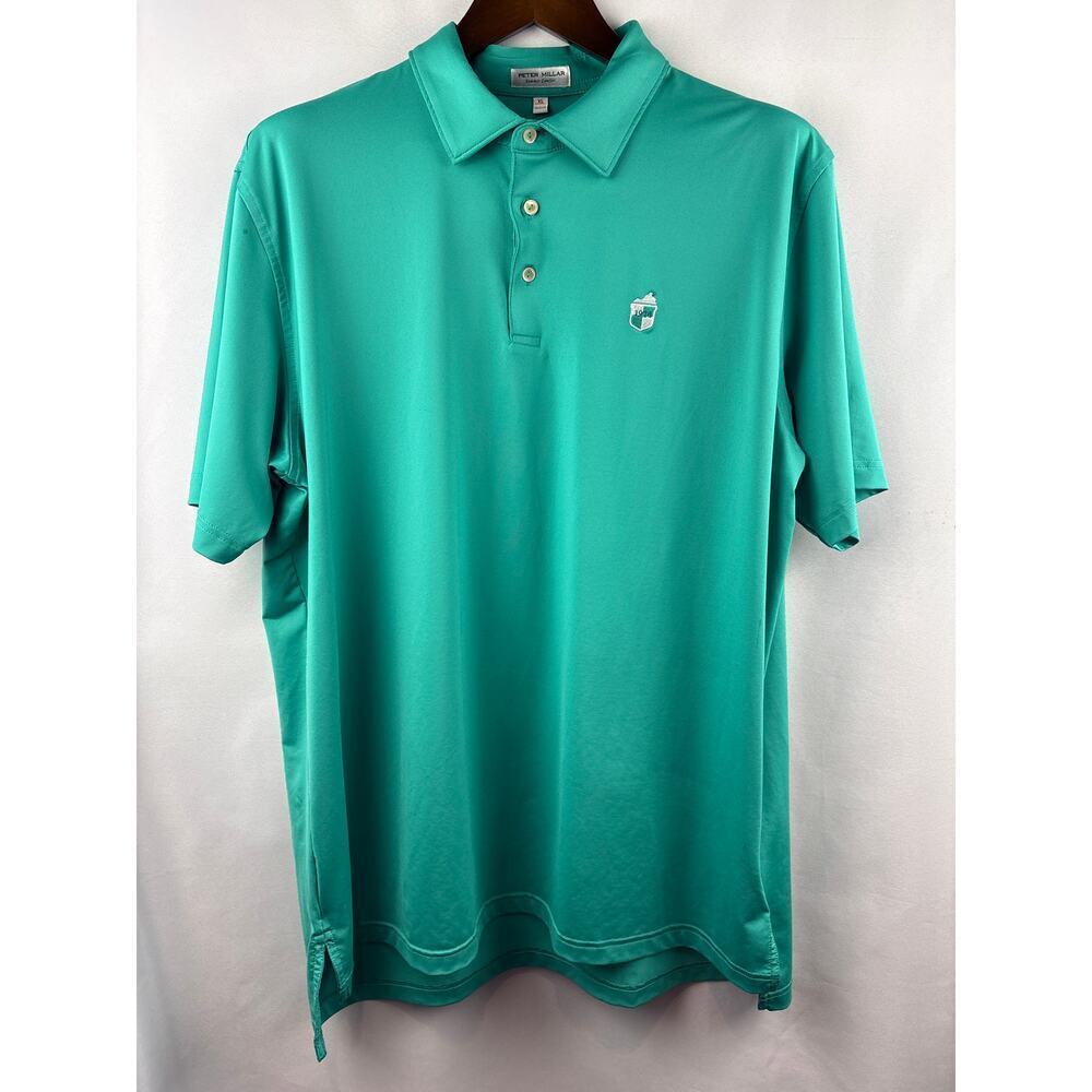 Men’s Peter Millar XL Teal Golf Polo Shirt w/ Logo Embroidered